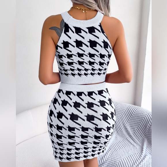 Alina Houndstooth Sweater Set - White - Picture 3 of 5
